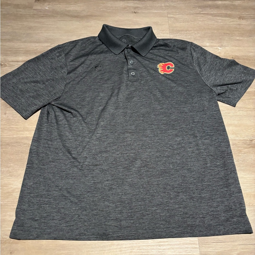 Calgary Flames Fanatics Gray Polo Shirt